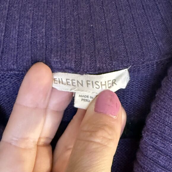 Eileen Fisher Women’s M Sweater Zip Up Purple Long Sleeve Organic Cotton Top - Picture 4 of 9